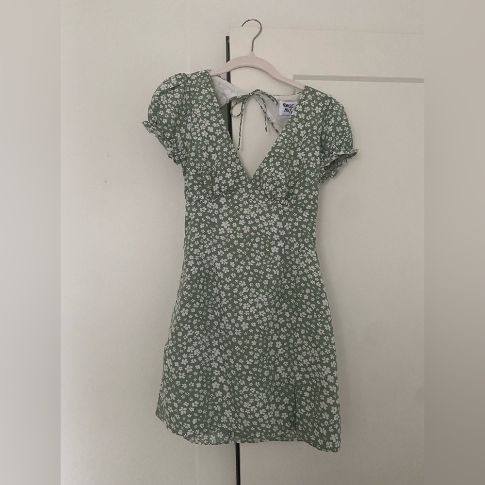 Green floral princess polly mini dress